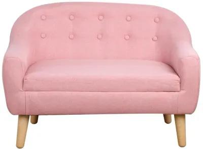 Cozy Children Sofa Couch Sturdy Wood 2 Seat Armrest Chair Kids Pink