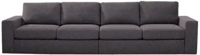 Brody 120 Inch Modern 4 Seater Sofa with Padded Cushions, Dark Gray Fabric-Benzara