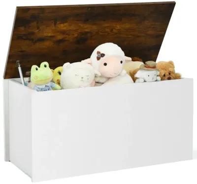 Flip-top Storage Chest with Self-hold Cover and Pneumatic Rod-White