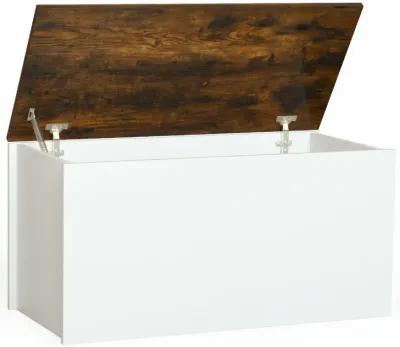 Flip-top Storage Chest with Self-hold Cover and Pneumatic Rod-White