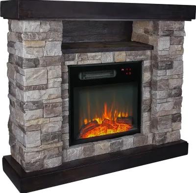 FESTIVO 40-inch Faux Stone Freestanding Electric Fireplace with LED strip