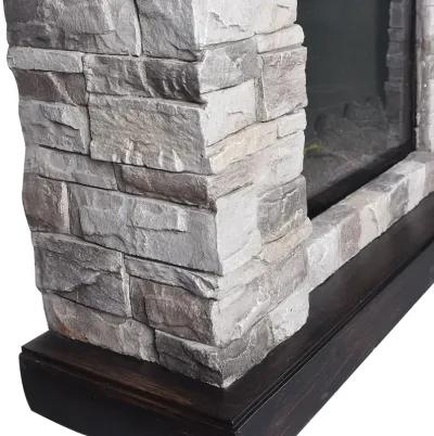 FESTIVO 40-inch Faux Stone Freestanding Electric Fireplace with LED strip