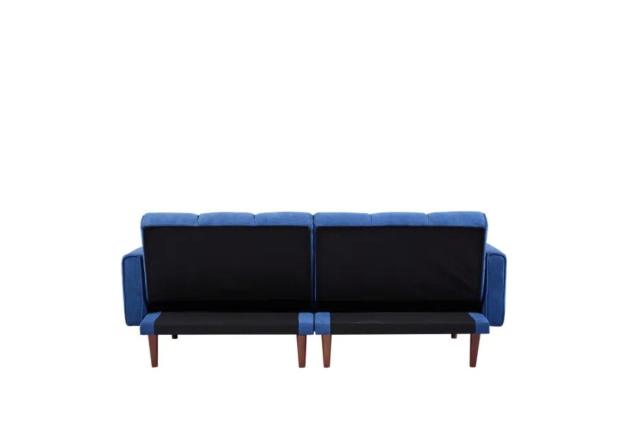 Modern Blue Convertible Futon with Adjustable Couch