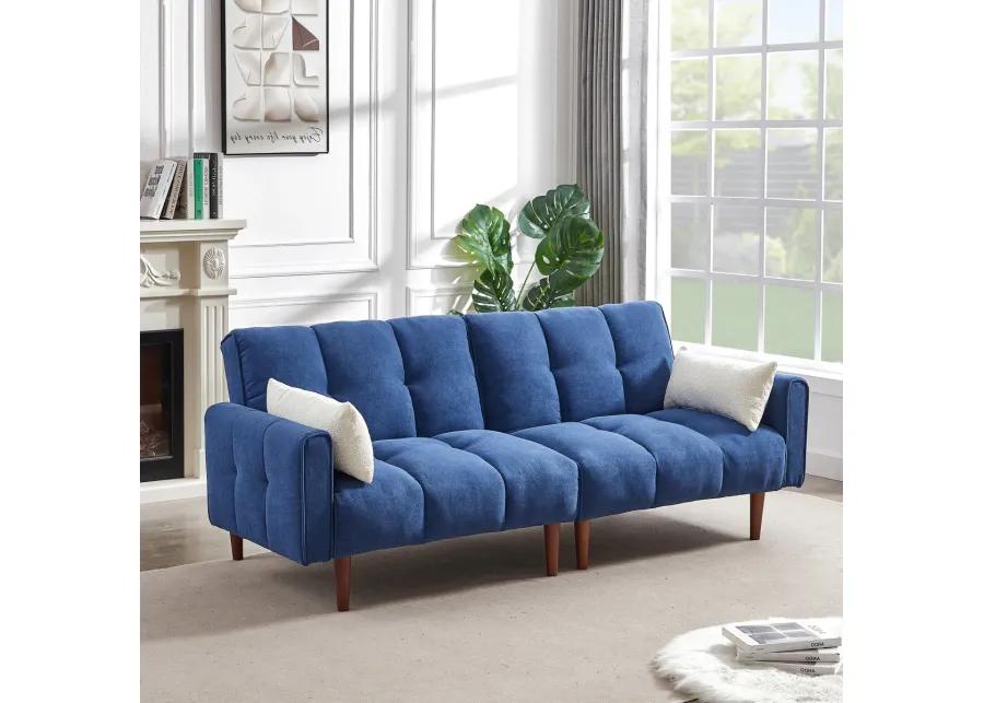 Modern Blue Convertible Futon with Adjustable Couch