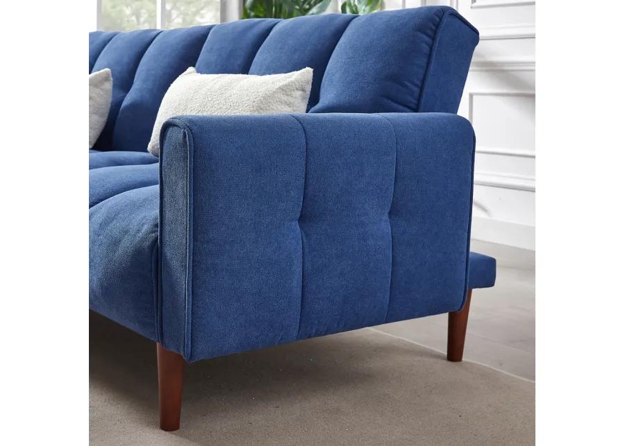 Modern Blue Convertible Futon with Adjustable Couch