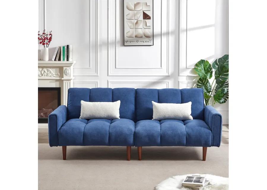 Modern Blue Convertible Futon with Adjustable Couch