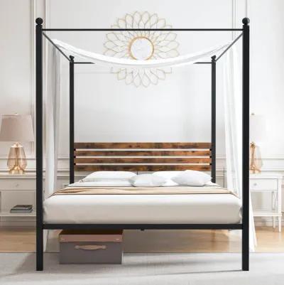 Canopy Bed Frame with Under Bed Storage