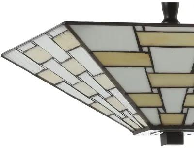 Jason 15.7" Tiffany-Style Glass/Metal LED Semi-Flush Mount, White/Cream