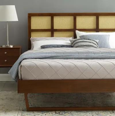 Modway - Sidney Cane and Wood Queen Platform Bed with Angular Legs