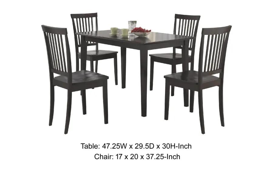 Sophisticated And Sturdy 5 Piece Wooden Dining Set, Brown-Benzara