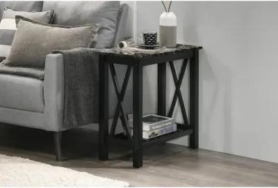 New Classic Furniture Furniture Eden 1-Shelf Faux Marble & Wood End Table in Black