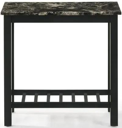 New Classic Furniture Furniture Eden 1-Shelf Faux Marble & Wood End Table in Black