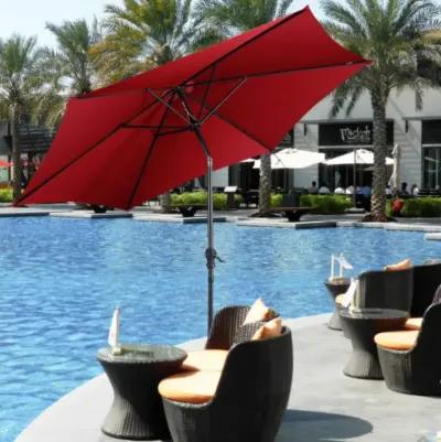 9FT Patio Umbrella Patio Market Steel Tilt W/ Crank Outdoor Yard Garden