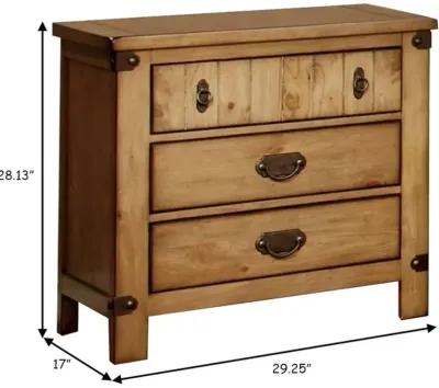 Cottage Style Weathered Elm 1 Piece Nightstand Ball Bearing Metal Glide USB Charger/Power Outlet