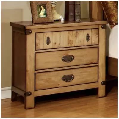 Cottage Style Weathered Elm 1 Piece Nightstand Ball Bearing Metal Glide USB Charger/Power Outlet