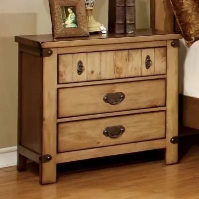 Cottage Style Weathered Elm 1 Piece Nightstand Ball Bearing Metal Glide USB Charger/Power Outlet