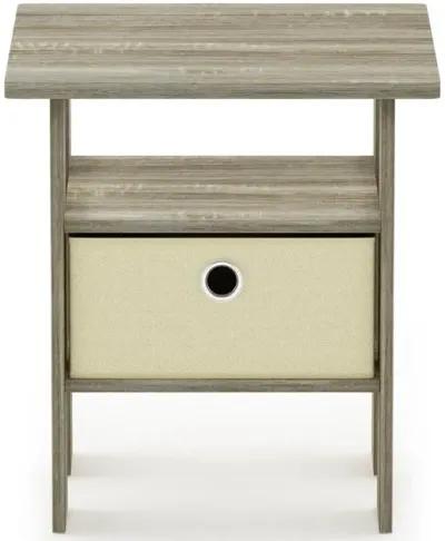 Furinno Andrey End Table Nightstand with Bin Drawer, Sonoma Oak/Ivory