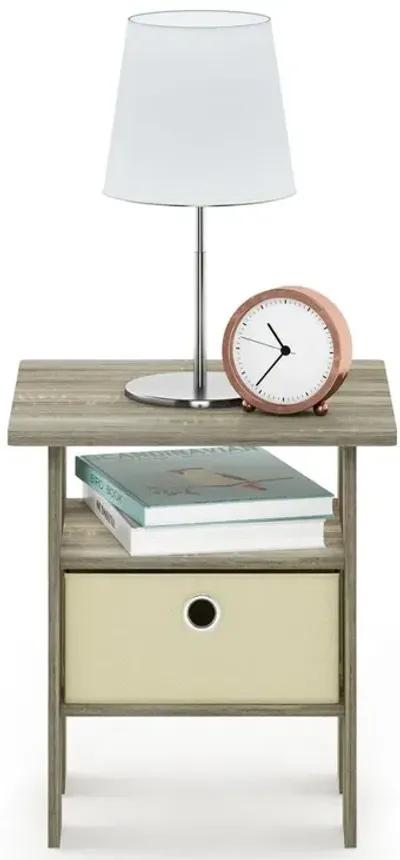 Furinno Andrey End Table Nightstand with Bin Drawer, Sonoma Oak/Ivory