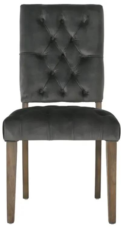 Elegant Button-Tufted Upholstered Dining Chairs with Weathered Legs