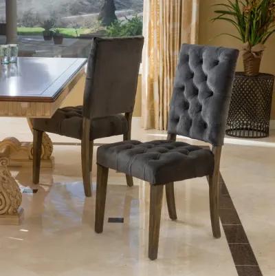 Elegant Button-Tufted Upholstered Dining Chairs with Weathered Legs