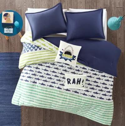 Gracie Mills Elsinore Shark Stripe Printed Cotton Comforter Set