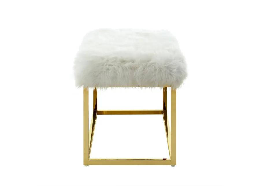 Inspired Home Willard Faux Fur Ottoman Bench