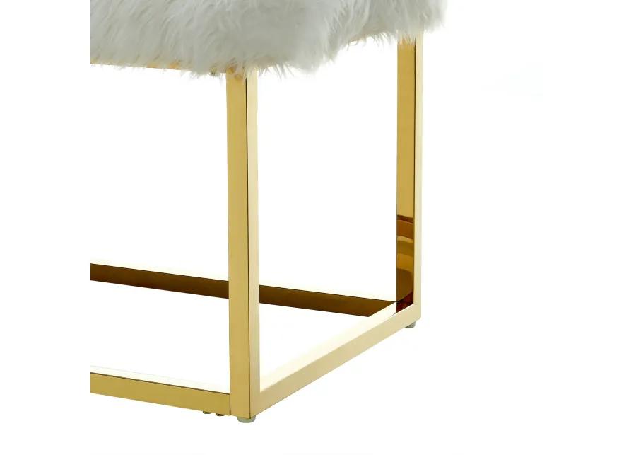 Inspired Home Willard Faux Fur Ottoman Bench