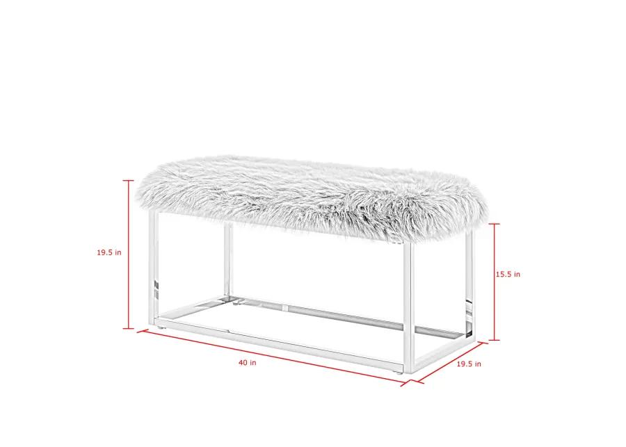 Inspired Home Willard Faux Fur Ottoman Bench