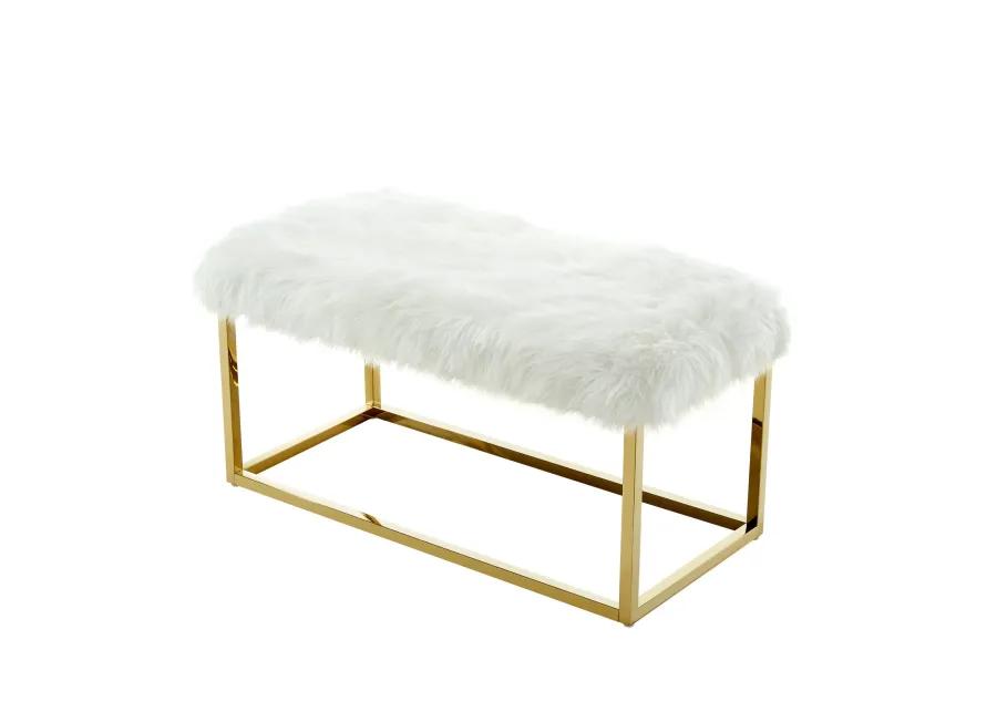 Inspired Home Willard Faux Fur Ottoman Bench