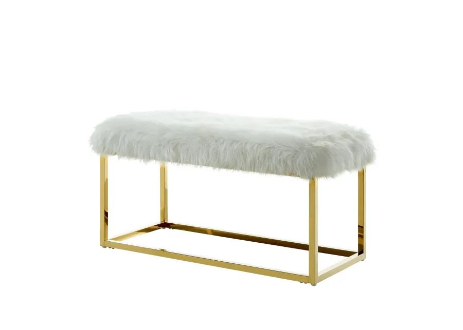 Inspired Home Willard Faux Fur Ottoman Bench