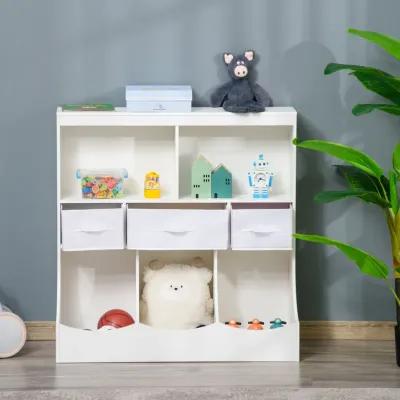 Toy Chest Kids Storage Organizer Wardrobe Display Bookcase w/ 3 Fabric Drawers