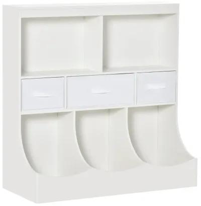 Toy Chest Kids Storage Organizer Wardrobe Display Bookcase w/ 3 Fabric Drawers