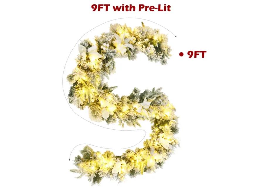 9 Feet Pre-Lit Artificial Christmas Garland with 50 LED Lights