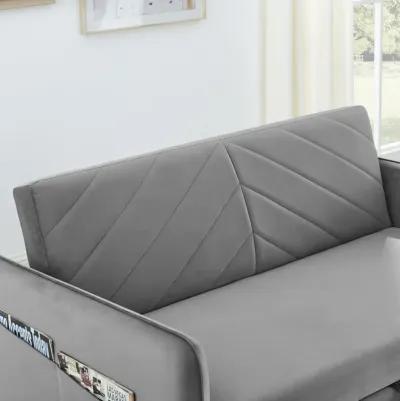 Pull-Out Sofa Sleeper, 3-In-1 Adjustable Sleeper With Pull-Out Bed, 2 Lumbar Pillows And Side