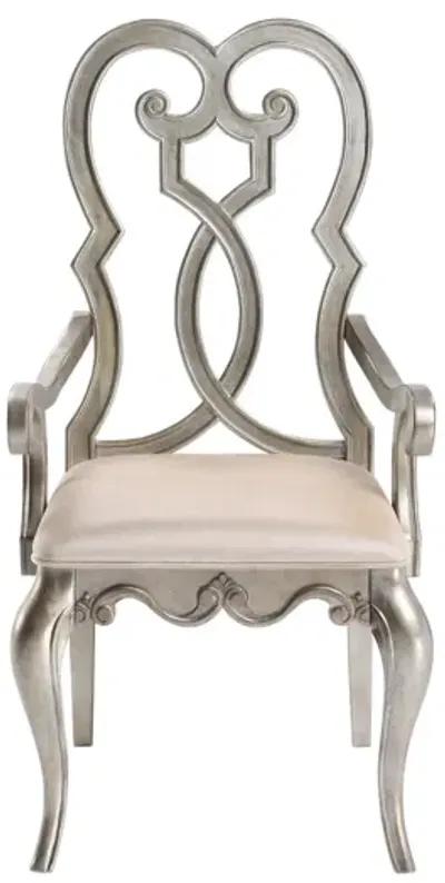 Esteban Armchair (Set of 2) In Ivory Velvet & Antique Champagne Finish