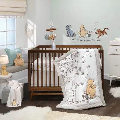 Lambs & Ivy Disney Baby Storytime Pooh 100% Cotton Fitted Crib Sheet - White