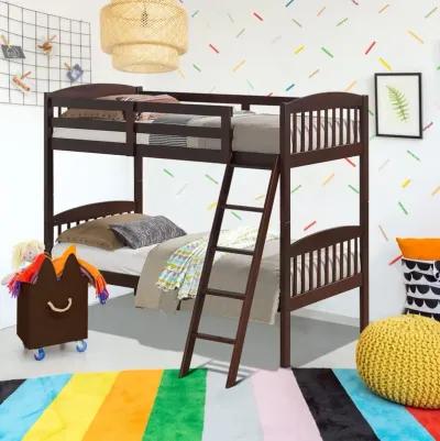 Hardwood Twin Bunk Beds with Individual Kid Bed Ladder