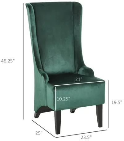 Green Retro Dining Chair: Velvet Upholstered Seat with Curved Back