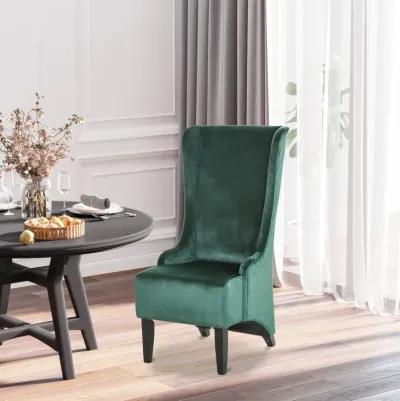 Green Retro Dining Chair: Velvet Upholstered Seat with Curved Back