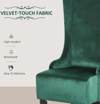 Green Retro Dining Chair: Velvet Upholstered Seat with Curved Back