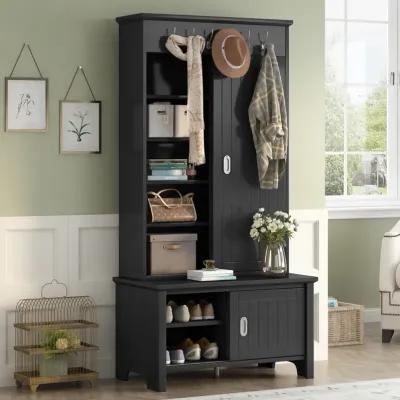 Hall Tree Shoe Cabinet with Coat Storage