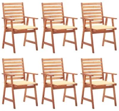 vidaXL Outdoor Dining Chairs 6 pcs with Cushions Solid Acacia Wood