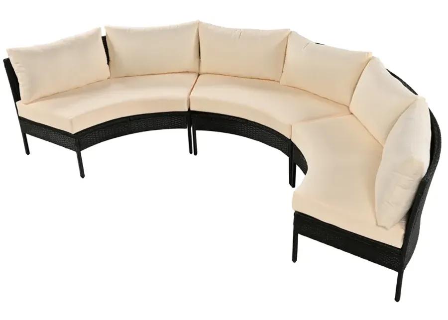 Merax 3 Piece Curved Outdoor Conversation Set Sectional Sofa