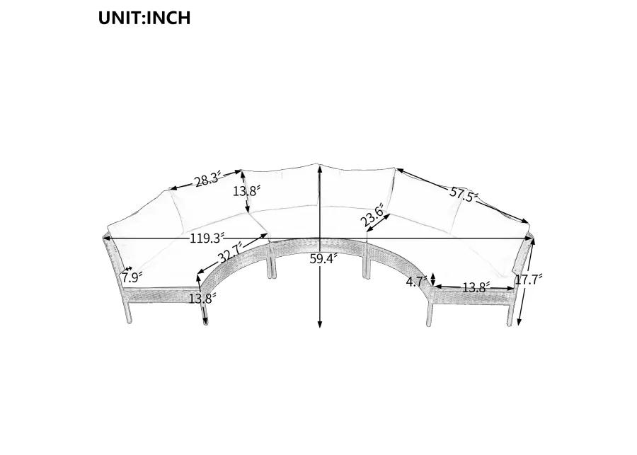 Merax 3 Piece Curved Outdoor Conversation Set Sectional Sofa