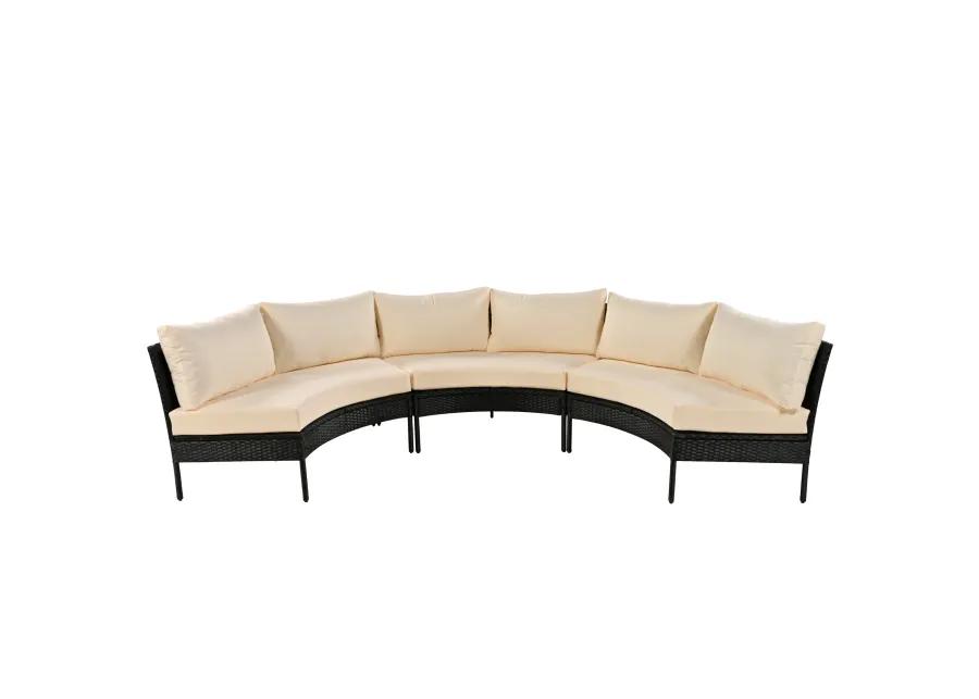 Merax 3 Piece Curved Outdoor Conversation Set Sectional Sofa