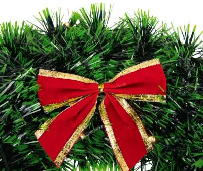 17-Inch Pre-Lit Green Tinsel Artificial Christmas Wreath with Bow - Clear LED Lights