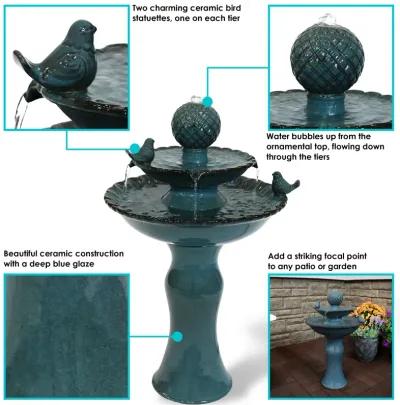 Sunnydaze Resting Birds Ceramic Outdoor 2-Tier Water Fountain