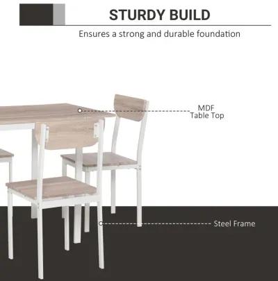 Oak/White Dining Set: 5-Piece Modern Set with Drop Leaf Table