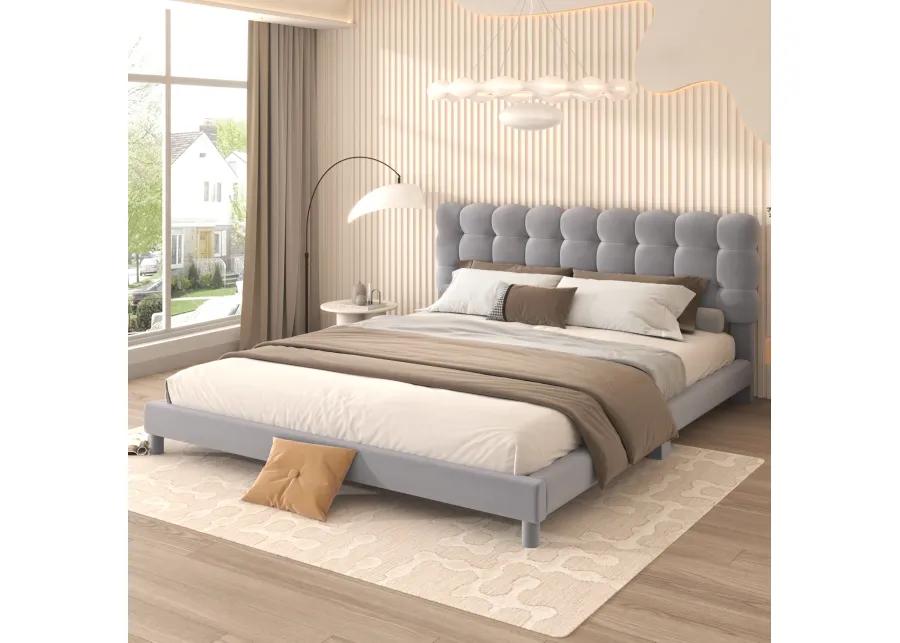 Merax Modern Upholstered Platform Bed with Headboard