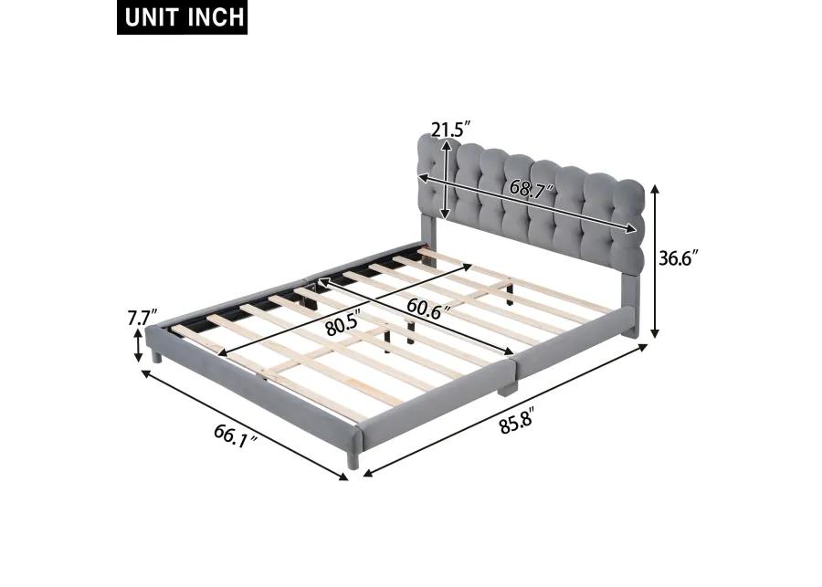 Merax Modern Upholstered Platform Bed with Headboard